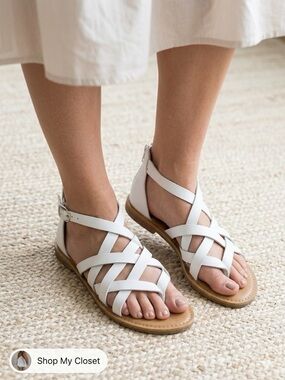 Rampage White Strappy Sandals w/ Back Zip - Size 8M